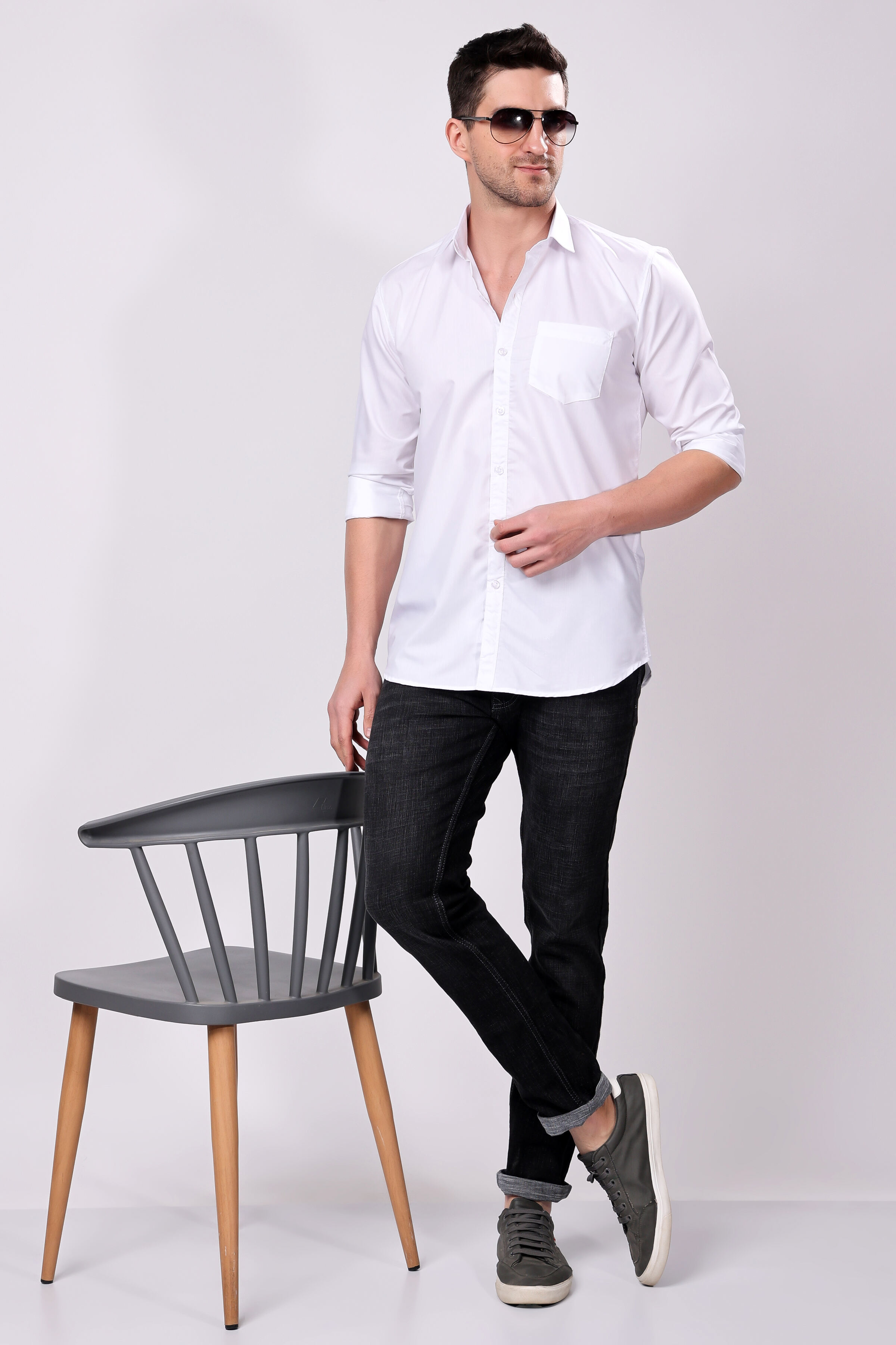 MENS WHITE STAIN PROOF-SHIRT